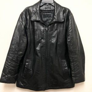 Wilsons Black Leather Men's Jacket XL Full Zip Slash Pockets Deep Inner Pockets